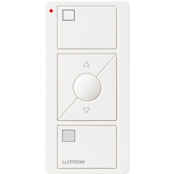 Lutron PJ2-3BRL-TSW-S01 Pico Wireless Control with indicator LED, 434 Mhz, 3-Button with Raise/Lower and Shade Icon Engraving in White, Satin Color