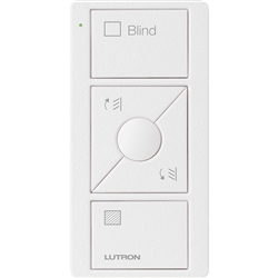 Lutron PJ2-3BRL-TSW-S05 Pico Wireless Control with indicator LED, 434 Mhz, 3-Button with Raise/Lower and Blind Text Engraving in White, Satin Color