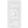 Lutron PJ2-3BRL-TSW-S07 Pico Wireless Control with indicator LED, 434 Mhz, 3-Button with Raise/Lower and Drapery Text Engraving in White, Satin Color