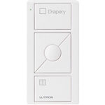 Lutron PJ2-3BRL-TSW-S07 Pico Wireless Control with indicator LED, 434 Mhz, 3-Button with Raise/Lower and Drapery Text Engraving in White, Satin Color