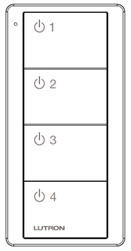 Lutron PJ2-4B-GLA-L41 Pico Wireless Control with indicator LED, RF signal, 4-Button 4-Group Toggle with Light Icon Engraving in Light Almond