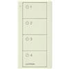 Lutron PJ2-4B-TBI-L41 Pico Wireless Control with indicator LED, RF signal, 4-Button 4-Group Toggle with Light Icon Engraving in Biscuit, Satin Color