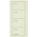 Lutron PJ2-4B-TBI-L41 Pico Wireless Control with indicator LED, RF signal, 4-Button 4-Group Toggle with Light Icon Engraving in Biscuit, Satin Color