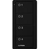 Lutron PJ2-4B-TMN-L41 Pico Wireless Control with indicator LED, RF signal, 4-Button 4-Group Toggle with Light Icon Engraving in Black, Satin Color