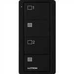 Lutron PJ2-4B-TMN-S21 Pico Wireless Control with indicator LED, RF signal, 4-Button 2-Group Control with Shade Icon Engraving in Black, Satin Color