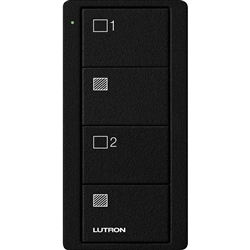 Lutron PJ2-4B-TMN-S21 Pico Wireless Control with indicator LED, RF signal, 4-Button 2-Group Control with Shade Icon Engraving in Black, Satin Color