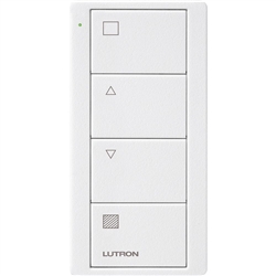 Lutron PJ2-4B-TSW-S01 Pico Wireless Control with indicator LED, RF signal, 4-Button Zone Control with Shade Icon Engraving in White, Satin Color