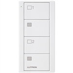 Lutron PJ2-4B-TSW-S21 Pico Wireless Control with indicator LED, RF signal, 4-Button 2-Group Control with Shade Icon Engraving in White, Satin Color