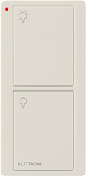 Lutron PJN-2B-GLA-L01 Pico Wireless Control with indicator LED and Nightlight, 434 Mhz, 2-Button with Light Icon Engraving in Light Almond