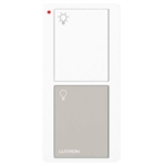 Lutron PJN-2B-GWG-L01 Pico Wireless Control with indicator LED and Nightlight, 434 Mhz, 2-Button with Light Icon Engraving in White and Gray