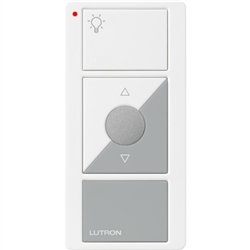 Lutron PJN-3BRL-GWG-L01 Pico Wireless Control with indicator LED and Nightlight, 434 Mhz, 3-Button with Raise/Lower and Light Icon Engraving in White and Gray