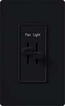 Lutron S2-LF-BL Skylark 300W & 2.5A Single Pole Incandescent / Halogen Dimmer and Fully Variable Fan Control in Black