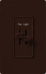 Lutron S2-LF-BR Skylark 300W & 2.5A Single Pole Incandescent / Halogen Dimmer and Fully Variable Fan Control in Brown