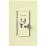 Lutron S2-LFH-AL Skylark 300W & 2.5A Single Pole Incandescent / Halogen Dimmer and Fully Variable Fan Control in Almond