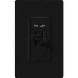 Lutron S2-LFH-BL Skylark 300W & 2.5A Single Pole Incandescent / Halogen Dimmer and Fully Variable Fan Control in Black