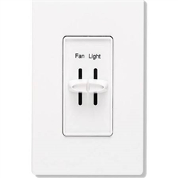 Lutron S2-LFH-WH Skylark 300W & 2.5A Single Pole Incandescent / Halogen Dimmer and Fully Variable Fan Control in White