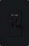 Lutron S2-LFSQ-BL Skylark 300W & 1.5A Single Pole Incandescent / Halogen Dimmer and 3-Speed Fan Control in Black