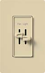 Lutron S2-LFSQ-IV Skylark 300W & 1.5A Single Pole Incandescent / Halogen Dimmer and 3-Speed Fan Control in Ivory