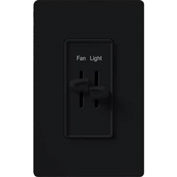 Lutron S2-LFSQH-BL Skylark 300W & 1.5A Single Pole Incandescent / Halogen Dimmer and 3-Speed Fan Control in Black