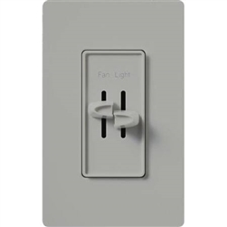 Lutron S2-LFSQH-GR Skylark 300W & 1.5A Single Pole Incandescent / Halogen Dimmer and 3-Speed Fan Control in Gray