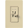 Lutron S2-LFSQH-IV Skylark 300W & 1.5A Single Pole Incandescent / Halogen Dimmer and 3-Speed Fan Control in Ivory