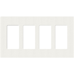 Lutron SC-4-GL Claro Satin Screwless Wallplate 4 Gang in Glacier White