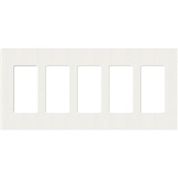 Lutron SC-5-GL Claro Satin Screwless Wallplate 5 Gang in Glacier White