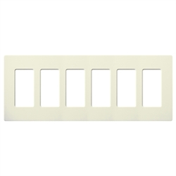 Lutron SC-6-BI Claro Satin Screwless Wallplate 6 Gang in Biscuit