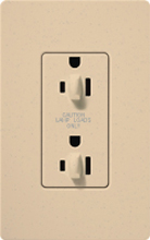 Lutron SCR-15-DDTR-DS Claro Satin Tamper Resistant 15A Duplex Receptacle for Dimming Use in Desert Stone