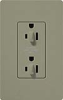 Lutron SCR-15-DDTR-GB Claro Satin Tamper Resistant 15A Duplex Receptacle for Dimming Use in Greenbriar