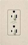 Lutron SCR-15-DDTR-LS Claro Satin Tamper Resistant 15A Duplex Receptacle for Dimming Use in Limestone