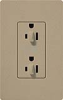 Lutron SCR-15-DDTR-MS Claro Satin Tamper Resistant 15A Duplex Receptacle for Dimming Use in Mocha Stone