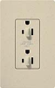 Lutron SCR-15-DDTR-ST Claro Satin Tamper Resistant 15A Duplex Receptacle for Dimming Use in Stone