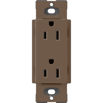 Lutron SCR-15-EP Claro Satin 15A Duplex Receptacle, Not Tamper Resistant in Espresso