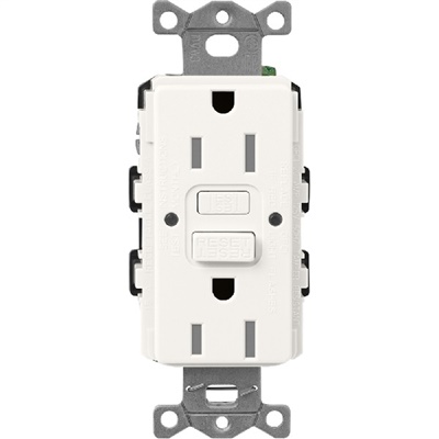Lutron SCR-15-GFST-BW  Claro Satin Self-Testing Tamper Resistant 15A GFCI Receptacle in Brilliant White