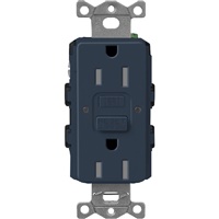 Lutron SCR-15-GFST-DE  Claro Satin Self-Testing Tamper Resistant 15A GFCI Receptacle in Deep Sea