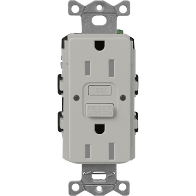 Lutron SCR-15-GFST-PB  Claro Satin Self-Testing Tamper Resistant 15A GFCI Receptacle in Pebble
