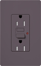 Lutron SCR-15-GFST-PL Claro Satin Self-Testing Tamper Resistant 15A GFCI Receptacle, in Plum