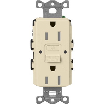 Lutron SCR-15-GFST-SD  Claro Satin Self-Testing Tamper Resistant 15A GFCI Receptacle in Sand
