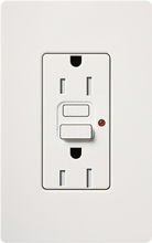 Lutron SCR-15-GFST-SW Claro Satin Self-Testing Tamper Resistant 15A GFCI Receptacle, in Snow