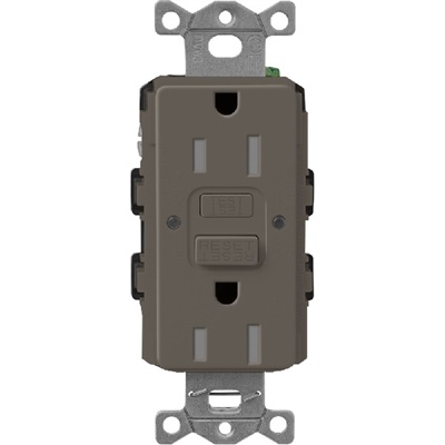 Lutron SCR-15-GFST-TF  Claro Satin Self-Testing Tamper Resistant 15A GFCI Receptacle in Truffle