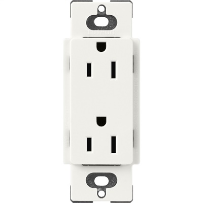 Lutron SCR-15-GL Claro Satin 15A Duplex Receptacle, Not Tamper Resistant in Glacier White