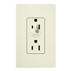 Lutron SCR-15-HDTR-BI Claro Satin Tamper Resistant 15A Split Duplex Receptacle Half for Dimming Use in Biscuit