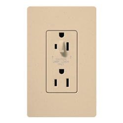 Lutron SCR-15-HDTR-DS Claro Satin Tamper Resistant 15A Split Duplex Receptacle Half for Dimming Use in Desert Stone