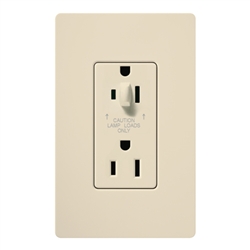 Lutron SCR-15-HDTR-ES Claro Satin Tamper Resistant 15A Split Duplex Receptacle Half for Dimming Use in Eggshell