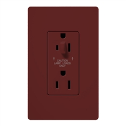 Lutron SCR-15-HDTR-MR Claro Satin Tamper Resistant 15A Split Duplex Receptacle Half for Dimming Use in Merlot