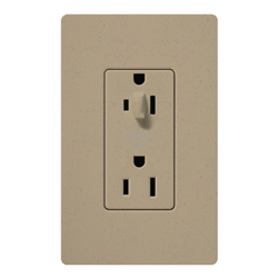 Lutron SCR-15-HDTR-MS Claro Satin Tamper Resistant 15A Split Duplex Receptacle Half for Dimming Use in Mocha Stone