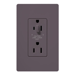 Lutron SCR-15-HDTR-PL Claro Satin Tamper Resistant 15A Split Duplex Receptacle Half for Dimming Use in Plum