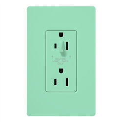 Lutron SCR-15-HDTR-SG Claro Satin Tamper Resistant 15A Split Duplex Receptacle Half for Dimming Use in Sea Glass