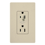 Lutron SCR-15-HDTR-ST Claro Satin Tamper Resistant 15A Split Duplex Receptacle Half for Dimming Use in Stone